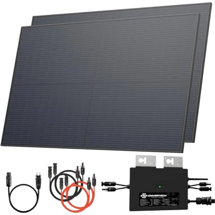 Solarway 880W Balkonkraftwerk 800W - Bifaziale Solarmodule & Envertech - Steckdose - Flachdach Halterung – Bild 1