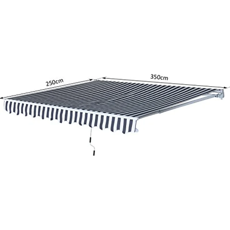 Markise Alu-Gelenkarmmarkise Sonnenschutz mit Handkurbel 3,5x2,5m Grau+Weiß - grau-weiß - Outsunny – Bild 5