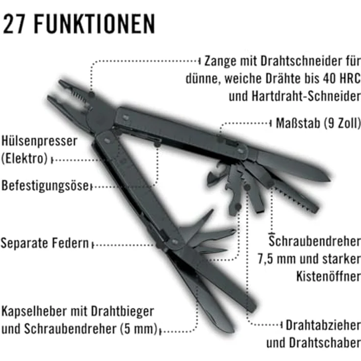 Victorinox Swiss Tool Spirit BS Multifunktionswerkzeug, 29 Funktionen, Schwarzer Oxid Stahl, Leder-Gürteletui, schwarz – Bild 6