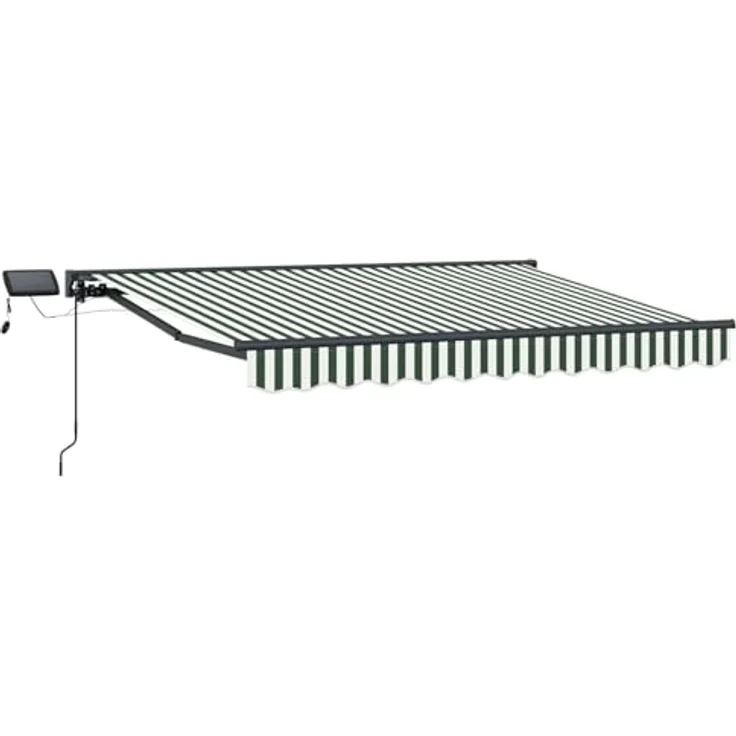 vidaXL Manueller Markisenrahmen mit LEDs, 2,5 x 2 m, pulverbeschichteter Aluminiumrahmen, grün und weiß, wetterfester Polyesterstoff – Bild 1