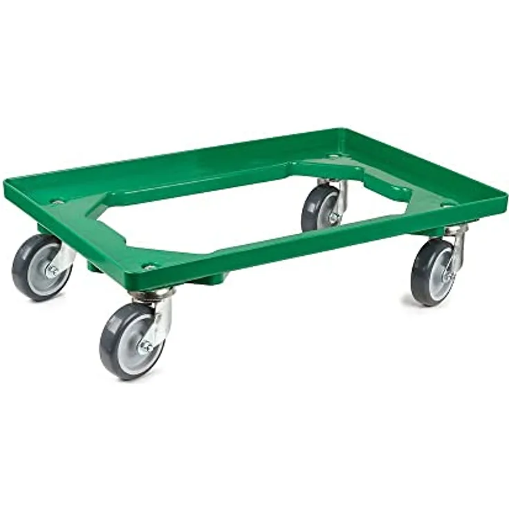 PROREGAL 2X Proregal Transportroller, stabiler Transportwagen mit Gummirädern, grün, HxBxT 15x60,7x40,7cm, offen, 4 Lenkrollen