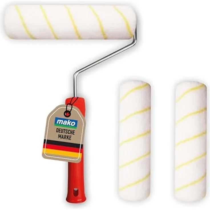 mako Farbroller EASYPAINT Premium, 4-teiliges Set mit 3 Goldfaden-Malerwalzen (23 cm), antitropf und nahezu fusselfrei, ergonomischer Rollerbügel, kompatibel mit mako EASYREACH Teleskoproller – Bild 2