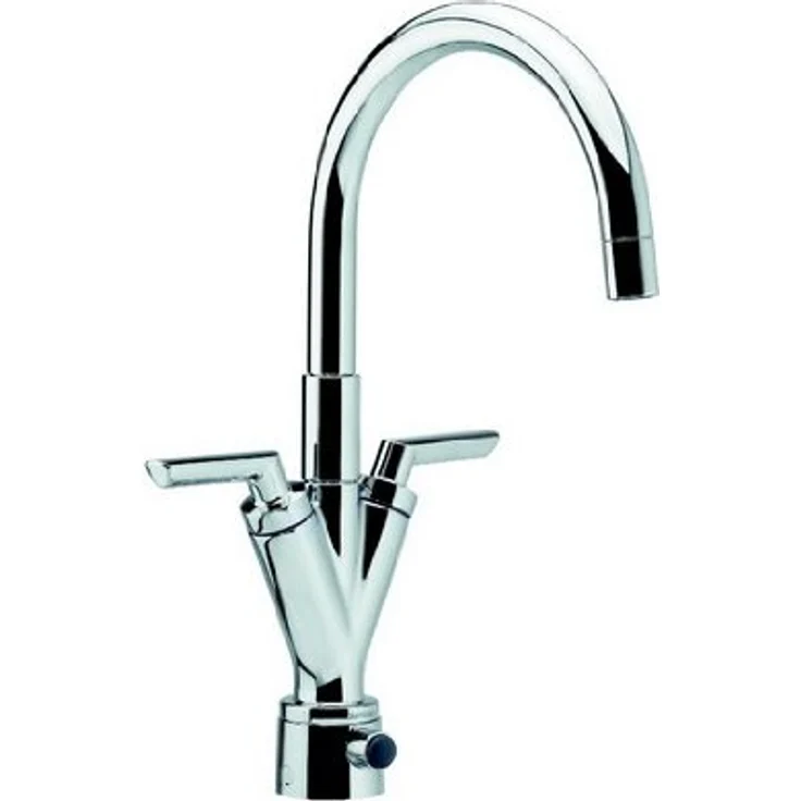 Damixa Venus Spültischarmatur, Zweigriffarmatur mit Klick Wassersparfunktion, 120° Schwenkbegrenzung, Farbe "Chrom" – Bild 1