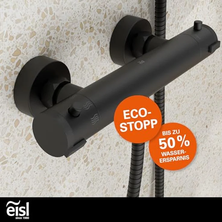 Eisl Duscharmatur CLAUDIO, Thermostat Mischbatterie mit Eco-Stopp-Funktion und Temperatursperre, verchromt – Bild 2