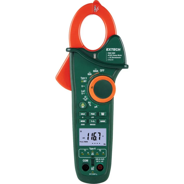 Extech Spannungsprüfer Extech EX623A Stromzange digital IR-Thermometer CAT III 600 V – Bild 1
