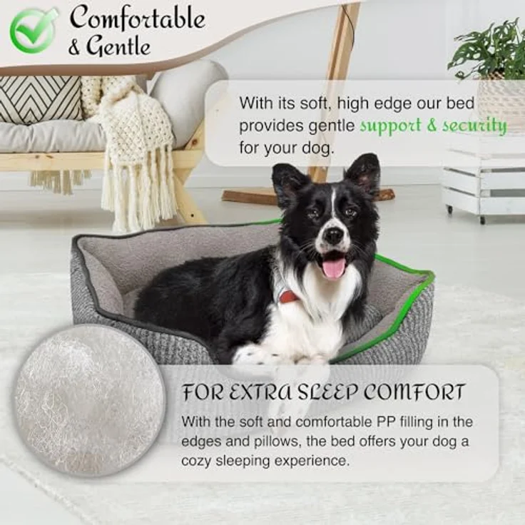 bluzelle Hundebett für kleine Hunde & Katzen, Waschbar rutschfest Flauschig Plüsch Teddy-Fell, Größe S, Grau – Bild 2