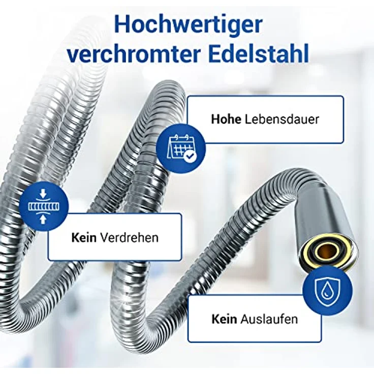 VIOKS Dusch Schlauch Flexibel - Brauseschlauch 125 cm Duschschlauch Edelstahl Verlängerung & Schlauch Duschkopf Schlauch Für Duschbrause Handbrause - Preisvergleich – Bild 4