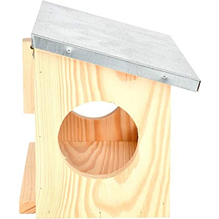 Esschert Design Eichhörnchen Futterhaus aus Kiefernholz , 25,3 x 17,6 x 18,7 cm, Nistkasten, Futterstation mit Zinkdach, witterungsbeständig – Bild 3