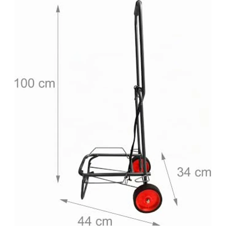 relaxdays Klappbare Sackkarre, Transportwagen mit pulverbeschichtetem Stahlrahmen, schwarz, 35 kg max. Traglast, inkl. 2 Spanngummis – Bild 4
