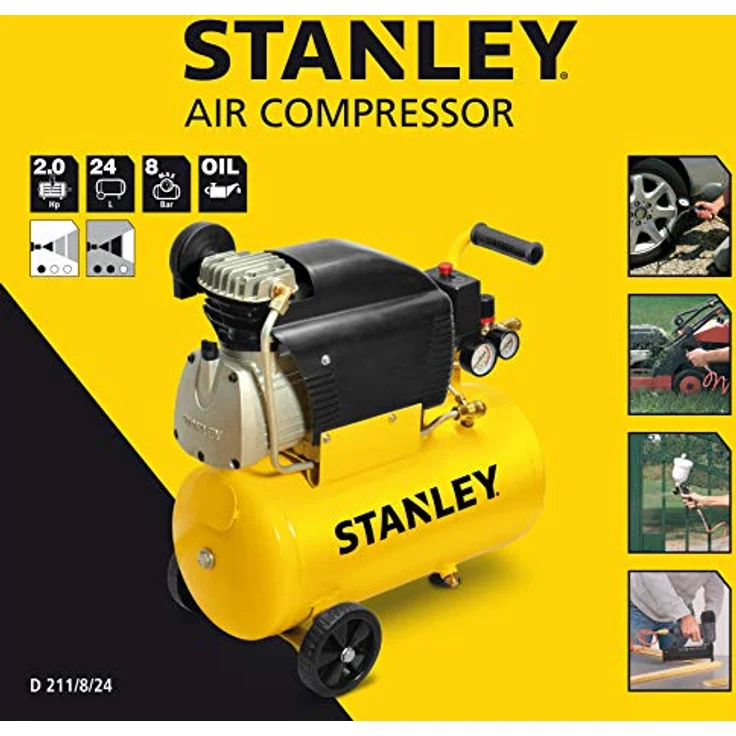 Stanley D211-8-24 Kompressor 24 Liter 2Hp, Gelb, 24 kg – Bild 5