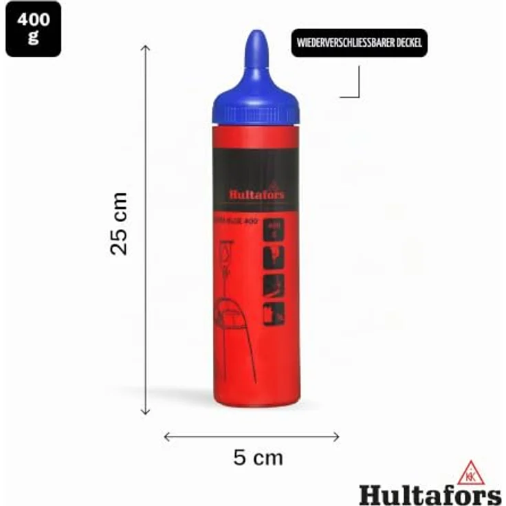 Hultafors Schlagschnurkreide Ultrablau 400g, wasser- und windresistent, präzise und langlebige Linien – Bild 3
