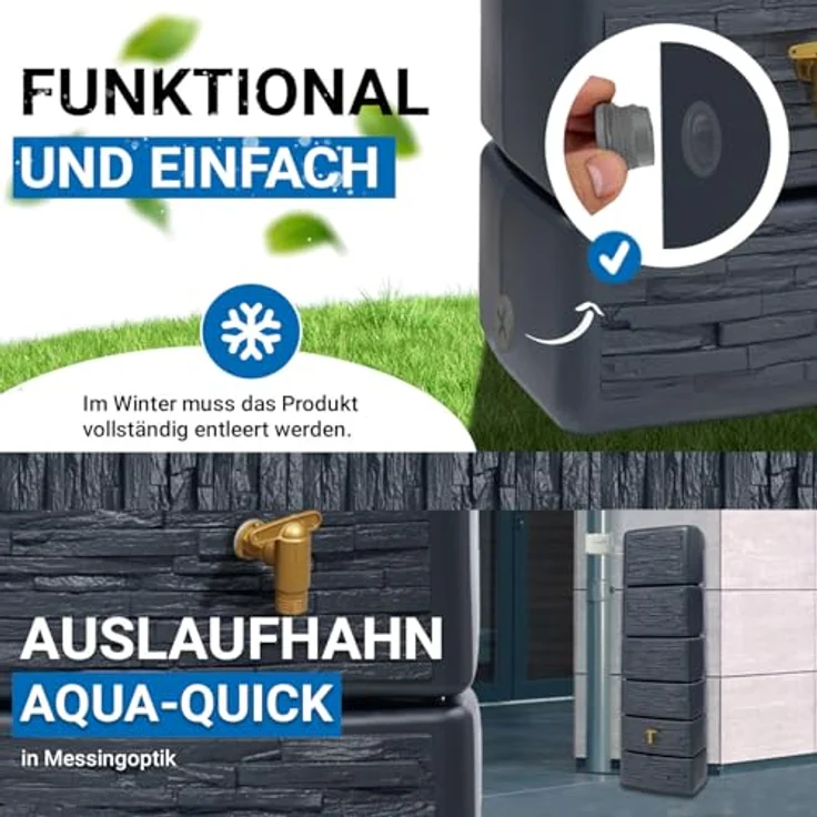 4rain Säulen-Wandtank Slim stone dekor 300 Liter - graphite grey – Bild 6