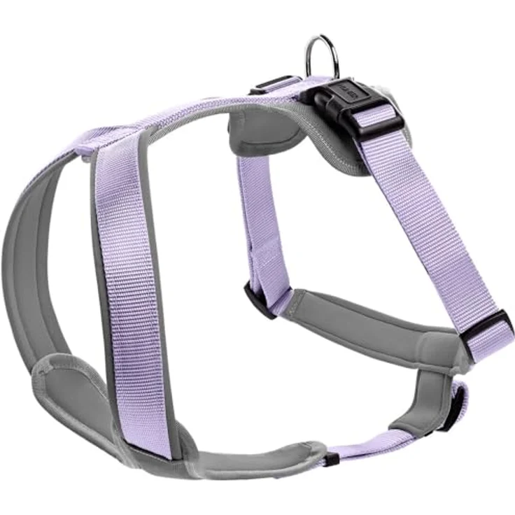 HUNTER Hundegeschirr NEOPREN, Lavendel/grau, strapazierfähiges Nylon, reflektierend, Größe L – Bild 1