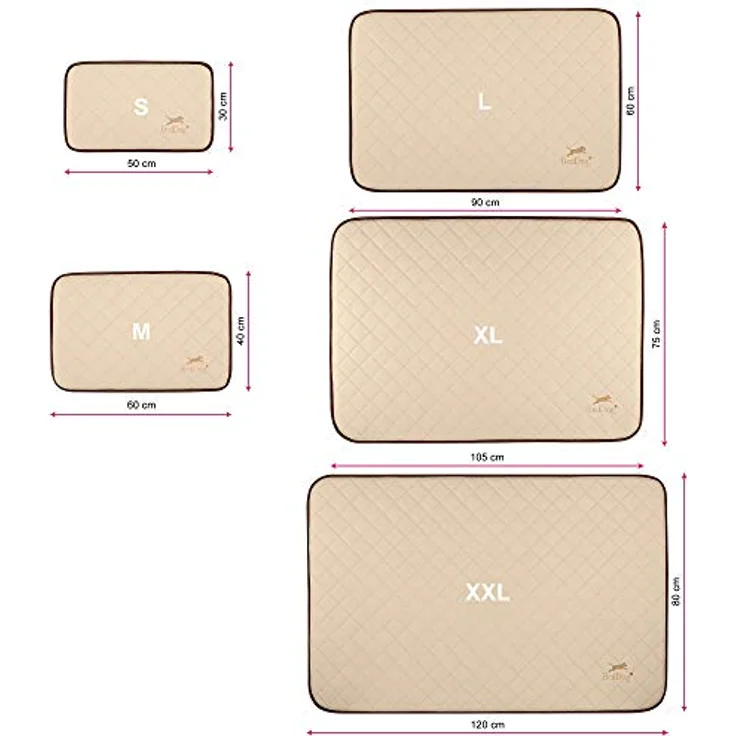 BedDog® Gesteppte Hundematte NELLY - Komfortables Hundekissen aus Kunstleder, Hundebett, M (60x40cm), beige – Bild 3