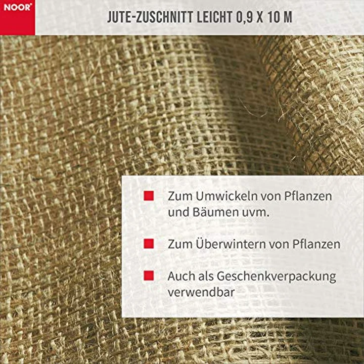 NOOR Jute-Zuschnitt leicht 0,9 x 10 m I Jute-Rolle zum Adventskalender selber basteln, als Deko-Material oder als Frostschutz für Pflanzen I Jute-Winterschutz für Topf- und Kübelpflanzen I Natur – Bild 4