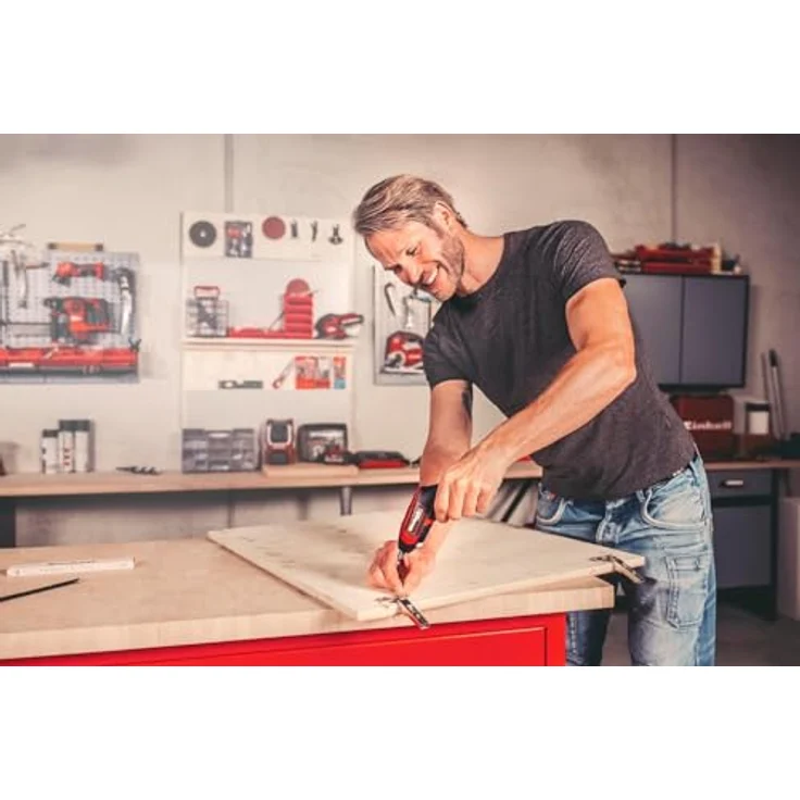 Einhell Akkuschrauber TE-SD 3,6-1 Li (Li-Ion, 3.6 V, 4.5 Nm Drehmoment, Micro-USB-Lader, Magnetbithalterung, LED-Beleuchtung, Softgrip, inkl. 10-teiliges Bit-Set + hochwertige Metallbox) – Bild 3