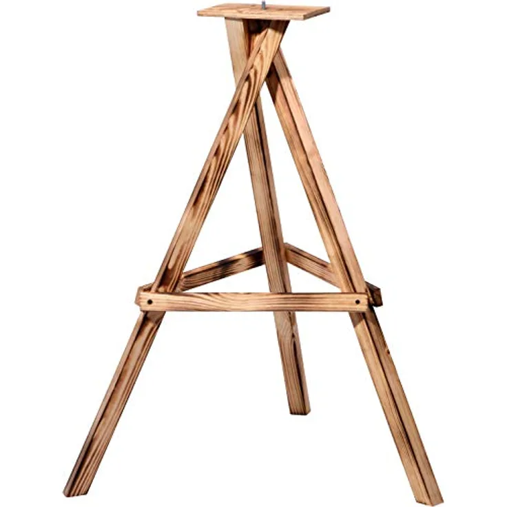 dobar® Green Label 33315FSCe Großes Vogelfutterhausständer Dreibein - Futterhausständer aus Holz - Ständer für Vogelhäuser - Wildvogelfutterplatz - 60 x 60 x 90 cm - Geflammt