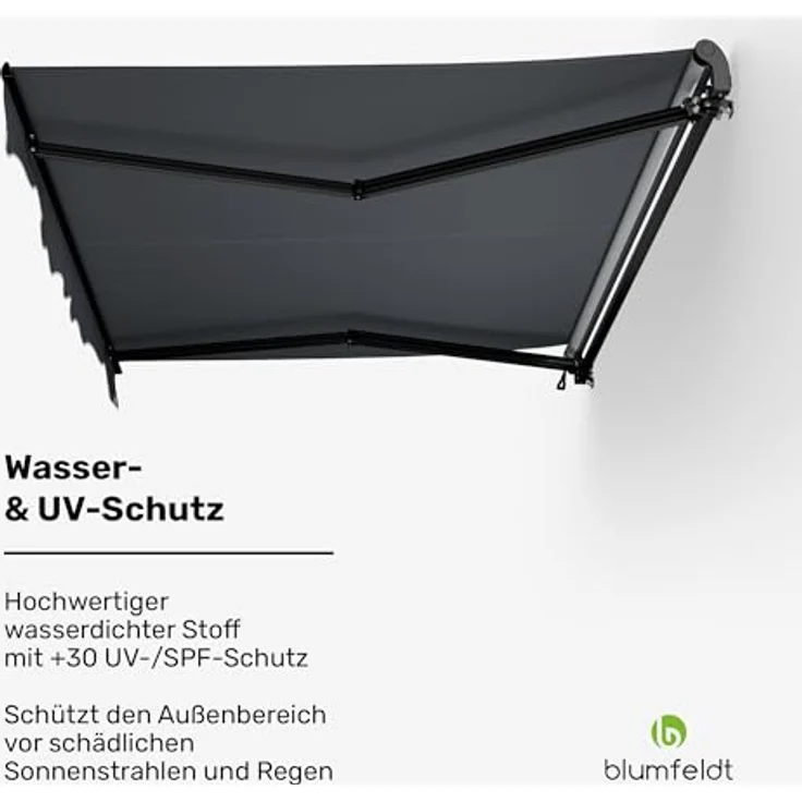 blumfeldt CloudShade Markise (Set), UV-Schutz Gelenkarmmarkise mit WLAN und Bluetooth Smart Remote, 250 x 200 cm für Balkon und Terrasse – Bild 6