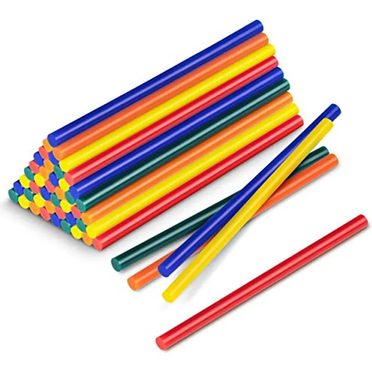 TROTEC 50 Stück Heißklebestifte 7mm Bunt - Klebstoff für 7mm Heißklebepistole Heißkleber Sticks Klebestifte