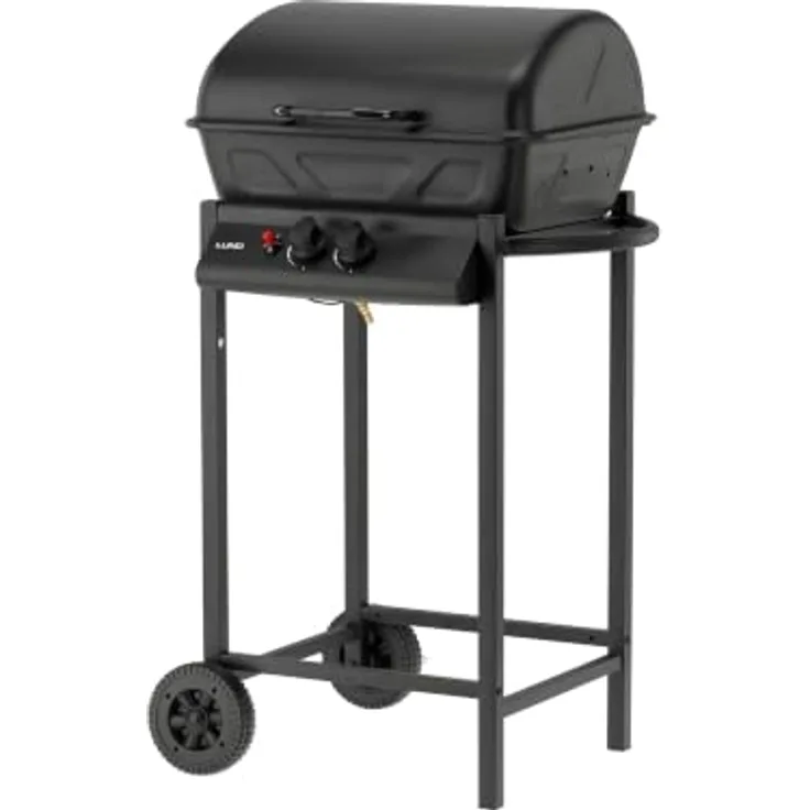 LUND Gasgrill 5,5 kW, 2 Brenner aus Stahl, kompakt mit Piezo-Zünder und verchromtem Rost, 60 × 53 × 102 cm