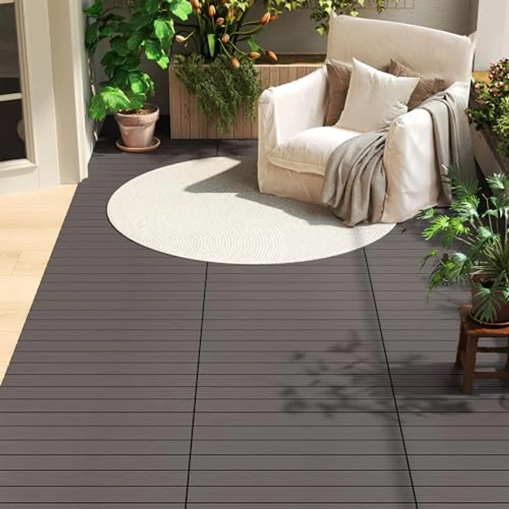 12er-Set WPC Terrassenfliese mit Klicksystem coffee – Bild 7