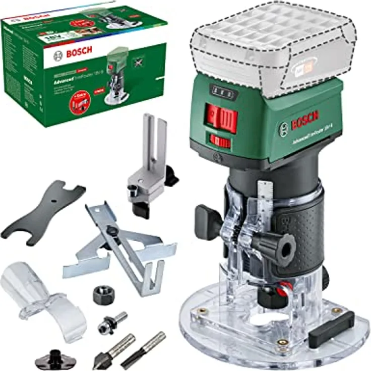 Bosch Akku-Kantenfräse AdvancedTrimRouter 18V-8 (ohne Akku, 18 Volt System, Bürstenloser Motor, zusätzliches Zubehör, im Karton), Testnote: sehr gut (Magazin: selbst ist der Mann) – Amazon Edition