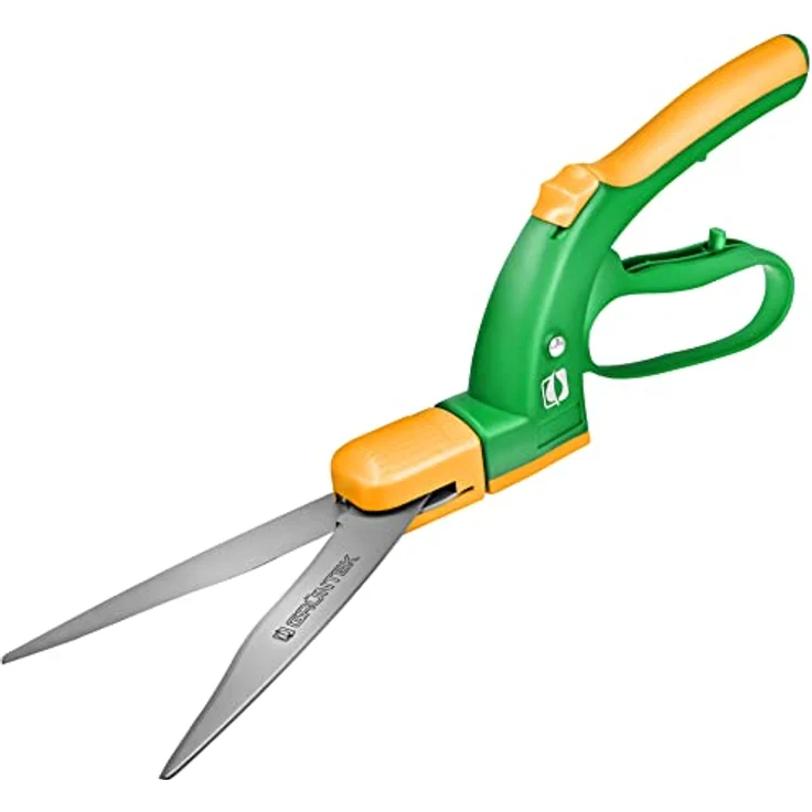 GRÜNTEK SEGLER Teflon Rasenschere, 360° drehbarer Schneidekopf, 380 mm, ergonomische Griffe, Anti-Haft beschichtete Klingen, Grasschneider mit Handschutz – Bild 2