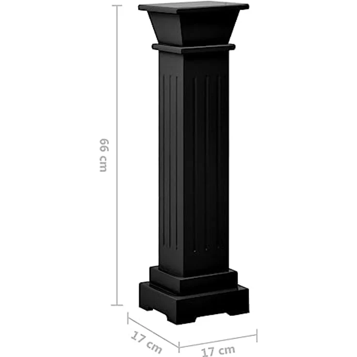 vidaXL Blumenständer, Klassischer Säulen-Pflanzenständer aus MDF, Schwarz, 17x17x66 cm – Bild 7