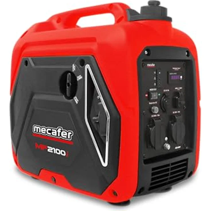 MECAFER MF2100i, Wechselrichter 2000 W mit reiner Sinus-Technologie, 2x 230-V-Steckdosen, USB-A und USB-C, rot – Bild 2