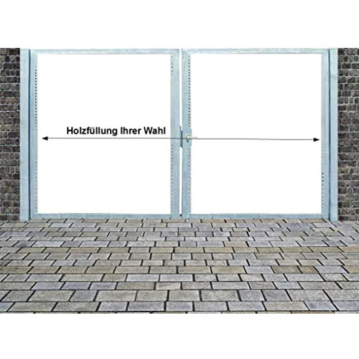 Einfahrtstor Qs Tor Holztor Gartentor Hoftor Verzinkt mit Pfosten Ohne Holzfüllung 2-flügelig 250cm x 180cm