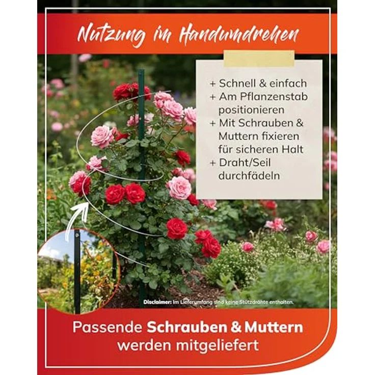bellissa Verlängerung Pflanzenstab Timo, verzinkter Stahl, grün, 120 cm, max. Nutzhöhe 260 cm, wetterfest und stabil – Bild 3