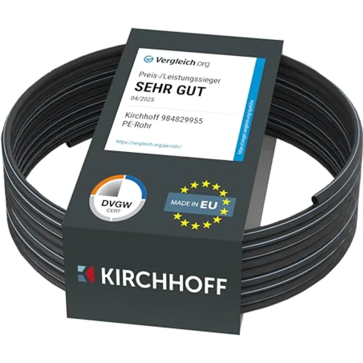 Kirchhoff HDPE Wasserleitung 32 mm x 25 m, DVGW geprüfte Trinkwasserleitung für Gartenbewässerung, Made in EU – Bild 1