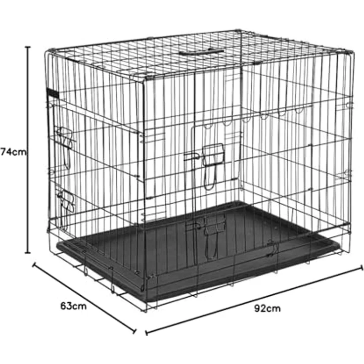 Kerbl 81366 Gittertransportbox, klappbar, 92 x 63 x 74 cm, 2 Türen, schwarz – Bild 4