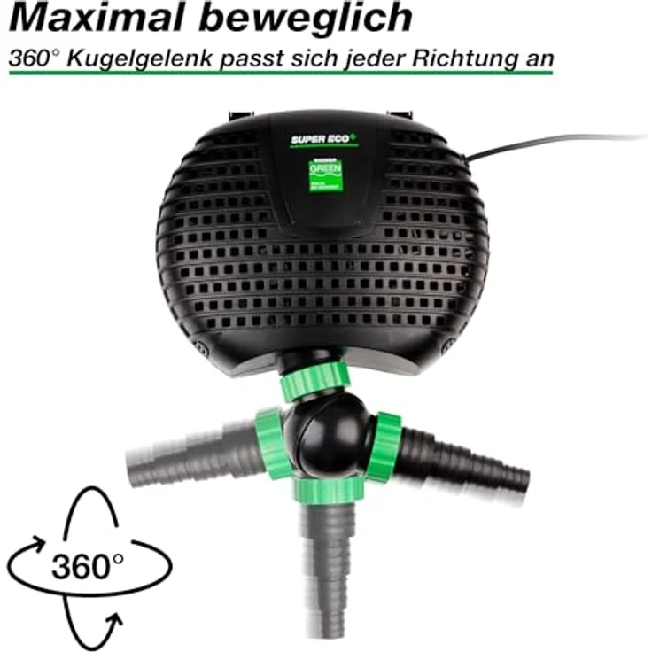 Wagner GREEN SUPER ECO+ 3500, Tauchpumpe mit 14 Watt, 3,5m³/h Förderleistung, 2,5m H max, für Teichfilter und Bachlauf – Bild 4