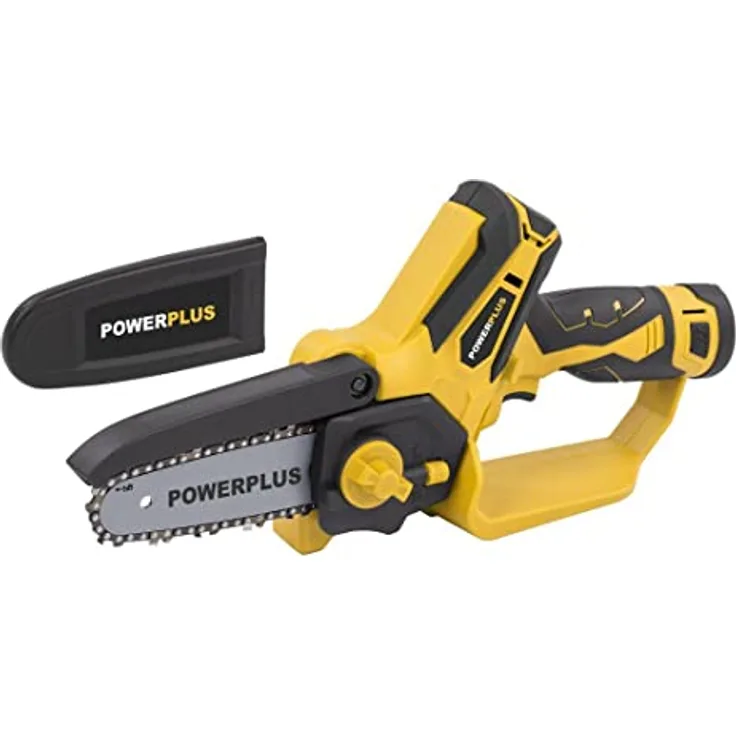 Powerplus Akku Kettensäge POWXG1045-12V Säge, inkl. 12V Akku und Ladegerät, kleine elektrische Säge mit 100 mm Schwert für Einhand Bedienung, Gartengeräte für einfache Gartenarbeit