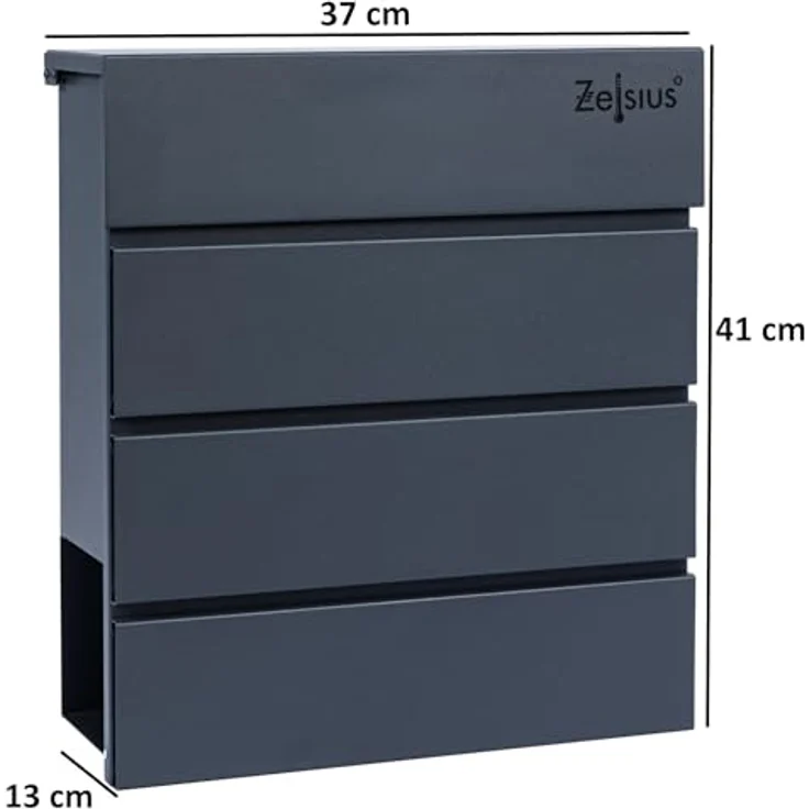 Zelsius Briefkasten Straight mit Zeitungsfach | Postbox in RAL7016 Anthrazit | integrierter Soft-Close-Effekt | Wand- oder Ständermontage | Briefbox, Wandbriefkasten, Postkasten, Mailbox, Letterbox – Bild 3