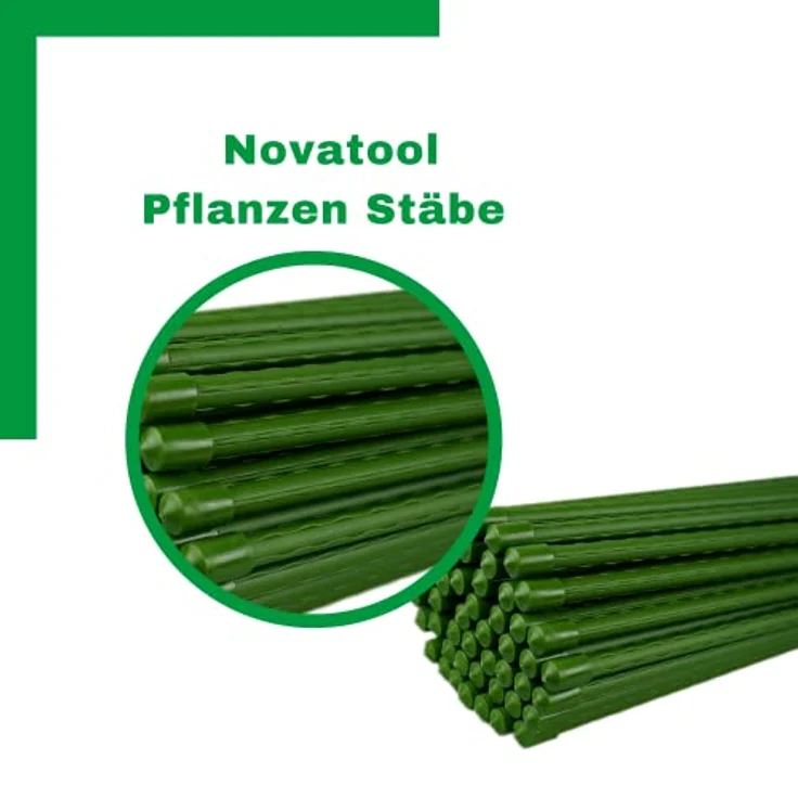 Novatool Rankhilfe, 10 Pflanzstäbe 120 cm, grün, wetterfest, korrosionsbeständig, optimal für Kletterpflanzen – Bild 2
