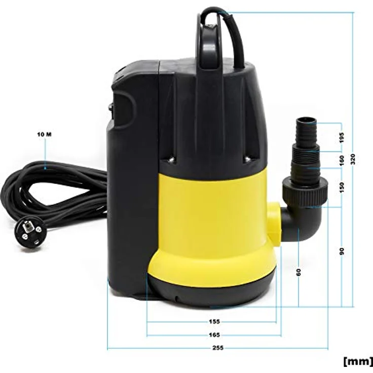 Wiltec Schmutzwasserpumpe 6000l/h, 250W, max. Förderhöhe 5,5m, Fremdkörper bis Ø5mm, robustes Design – Bild 2