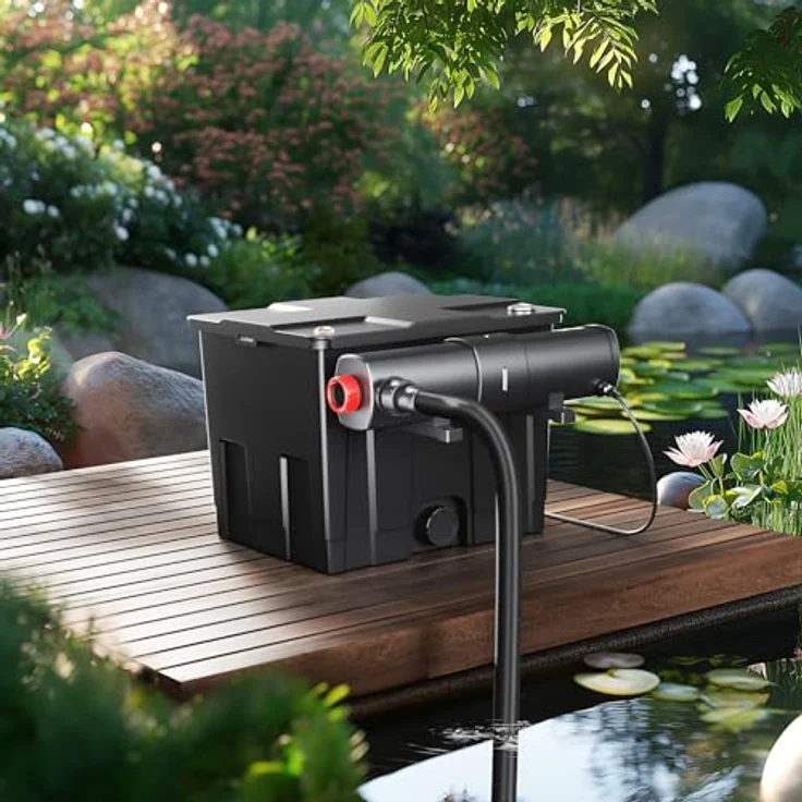 SunSun Bio CBF-350 Teichfilter, 1-Kammer Durchlauffilter für Teichvolumen bis 12.000L, mit 8000L/h Förderleistung und intelligenten Pflegefunktionen – Bild 2