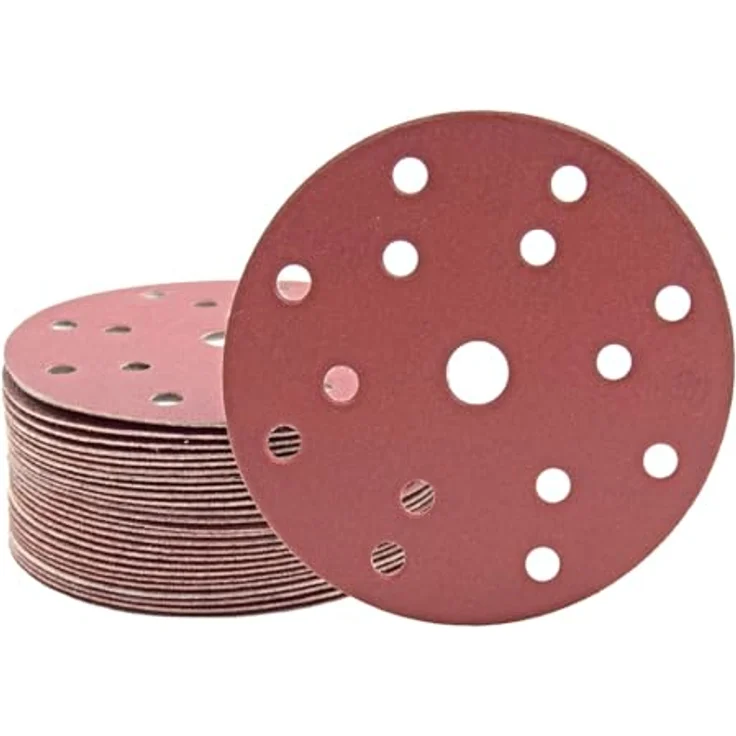 MioTools Fox Klett-Schleifscheiben 150 mm, 15-Loch, Normalkorund, für Exzenterschleifer, K180, 50 Stück – Bild 1