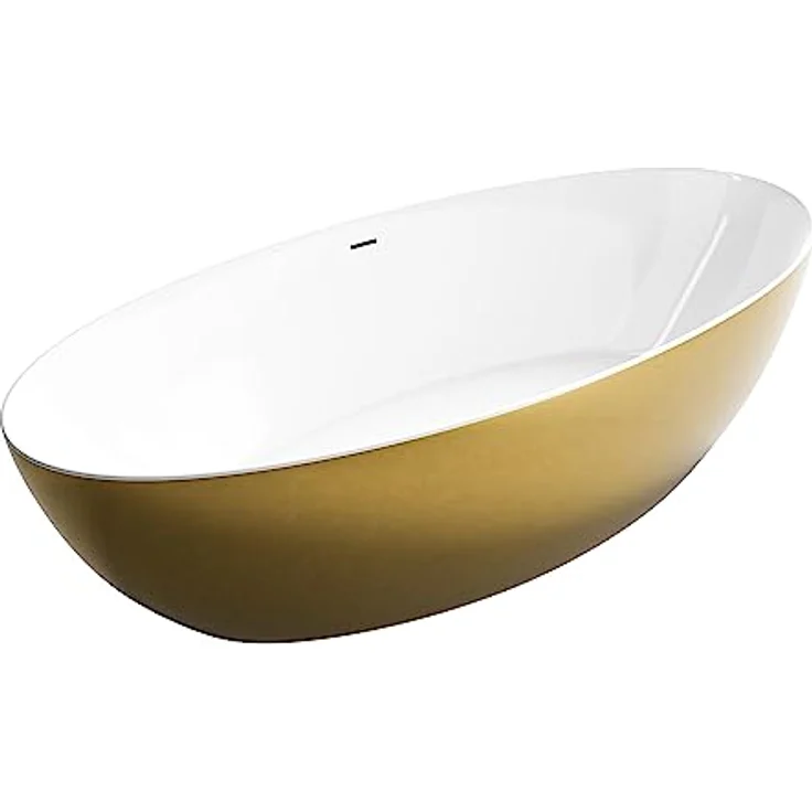 BERNSTEIN Freistehende Badewanne Terra Gold aus Sanitäracryl mit Doppelwandiger Konstruktion 186 x 88 x 60 cm - 5 Jahre Garantie - Acryl-Wanne – Bild 1
