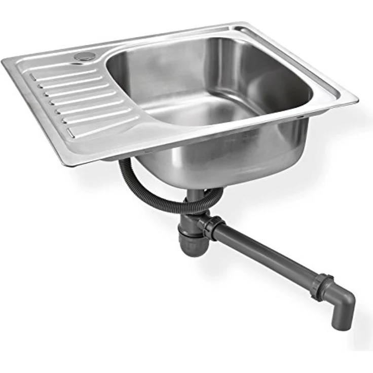 Stabilo Sanitär Küchenspüle, Alfa 2R, 58/18 cm, Edelstahl, rechteckig mit Ablage und Zubehör – Bild 3