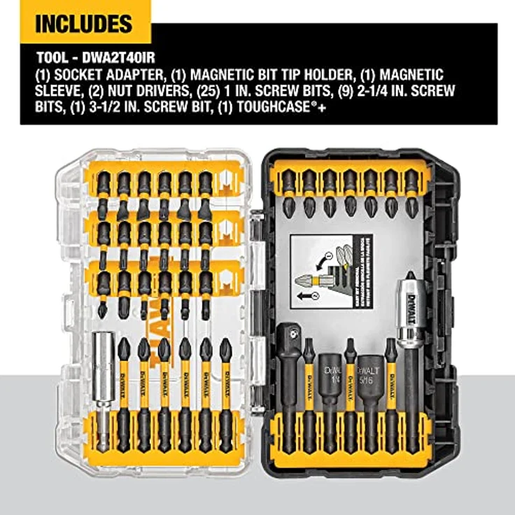 DEWALT Schraubendreher-Bit-Set, Impact Ready, FlexTorq, 40-teilig (DWA2T40IR), 22.2 x 4 x 22.2 cm – Bild 2
