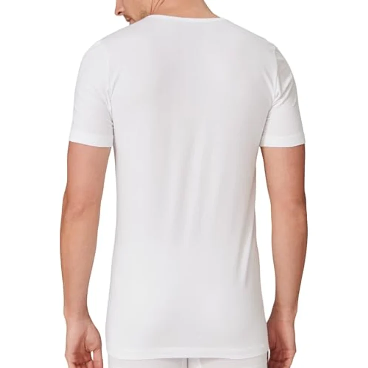 Schiesser Herren Shirt, Kurzarm, V-Ausschnitt, Weiss, XXL, aus 95% Organic Cotton und 5% Elastan – Bild 3