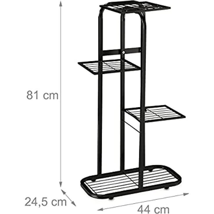 relaxdays Blumenständer Metall Blumentreppe 4 Etagen, Schwarz - Pflanzenregal aus pulverbeschichtetem Stahl, vielseitig einsetzbar für Wohnzimmer, Balkon und Garten – Bild 5