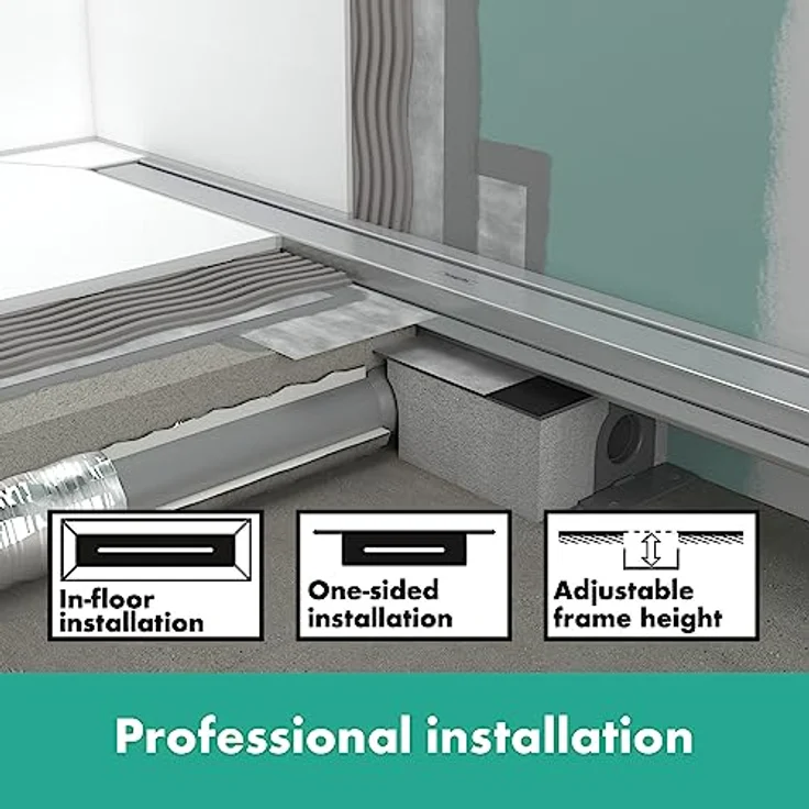 hansgrohe uBox universal Komplettset, Installationsset + Grundkörper 600mm für flache Duschrinneninstallation, Edelstahl 304 – Bild 2
