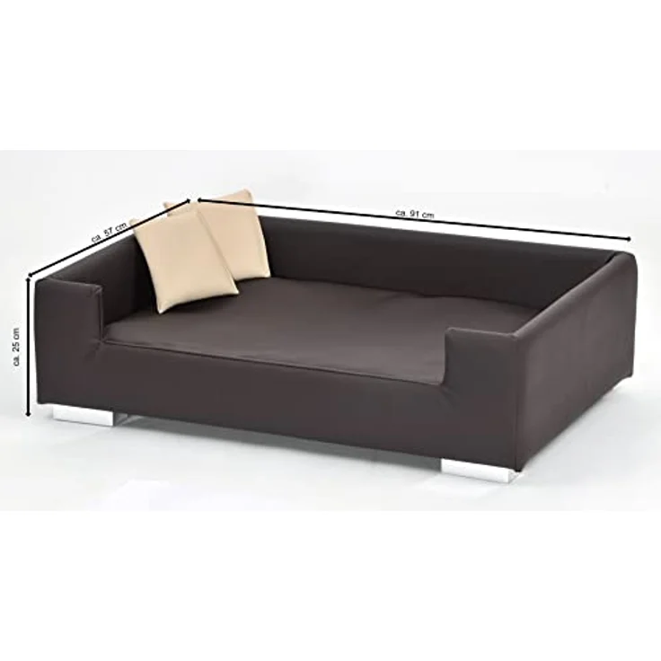 Rohrschneider® Hundesofa Candy | Hundebett Couch für ultimativen Komfort | Hunde Kissen mit Rand ideal als Hunde Reisebett | Hundkorb und Hundebett kleine Hunde (Braun) – Bild 4
