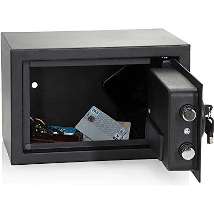 hjh OFFICE Tresor mit Zahlenschloss 8,5 L Safe COMPACT III Stahl Schwarz Möbeltresor Elektronik Schloss 20x31x20cm, 830040 – Bild 2