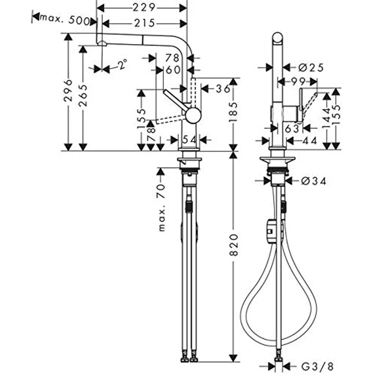 hansgrohe Talis M54, Einhebel-Küchenmischer mit 270 mm Auslauf, ausziehbar, Mattschwarz, Keramikmischsystem, temperaturbegrenzbar – Bild 6