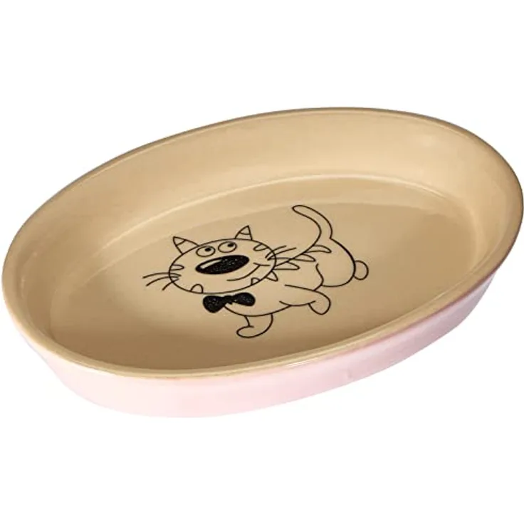 Nobby Katzen Keramik Schale oval pink-beige 17 x 11 x 2,5 cm / 0,12 l
